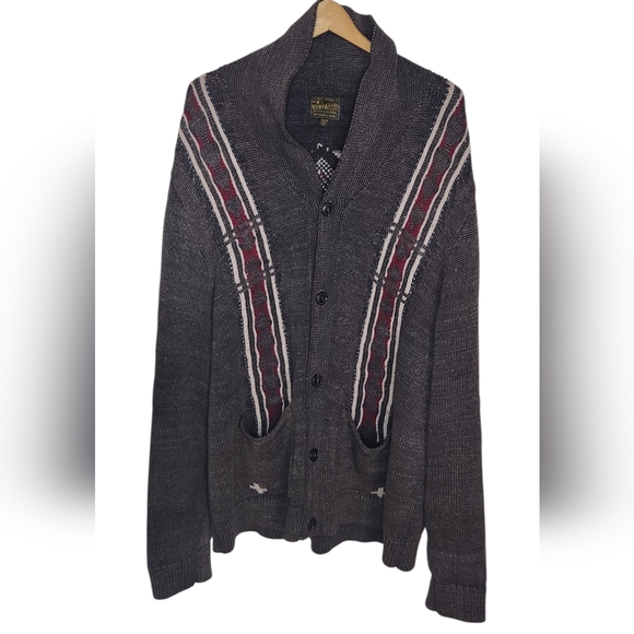Lucky Brand Mens Washed Navajo Cardigan Sweater - Aztec Print, 2XLSize: 2XL - Picture 2 of 7